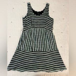 Theory Faitina Stripe Silk Layered Dress (Size 4)